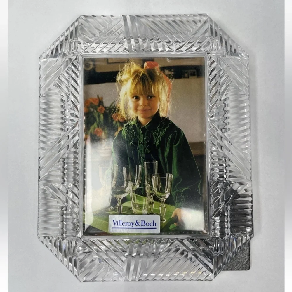 Villeroy & Boch Heavy Crystal Basket Weave Woven Pattern Photo Frame 3.5x5